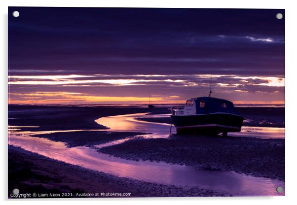 Meols Shore Sunset Streams Acrylic by Liam Neon
