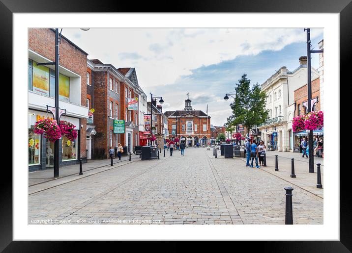 View of the High street, High Wycombe Framed Mounted Print by Kevin Hellon
