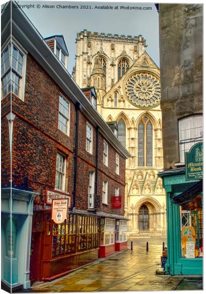 York Minster from Minster Gates Canvas Print by Alison Chambers