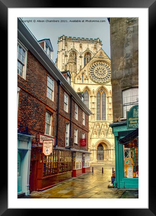 York Minster from Minster Gates Framed Mounted Print by Alison Chambers