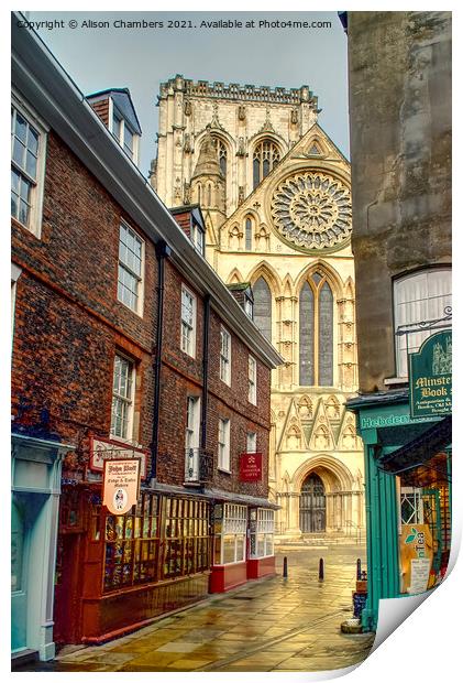York Minster from Minster Gates Print by Alison Chambers