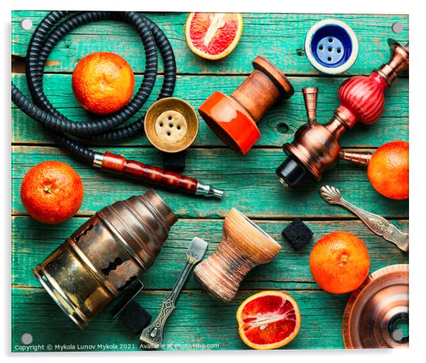 Smoking hookah with grapefruit flavor Acrylic by Mykola Lunov Mykola