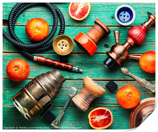 Smoking hookah with grapefruit flavor Print by Mykola Lunov Mykola