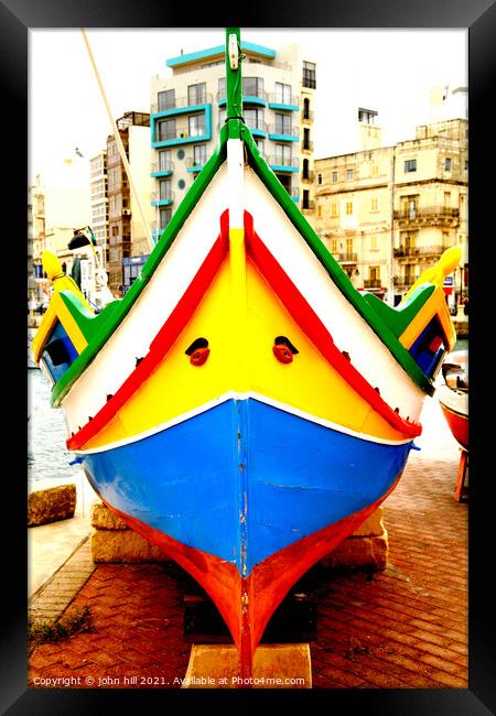 Maltese fishing boat. Framed Print by john hill