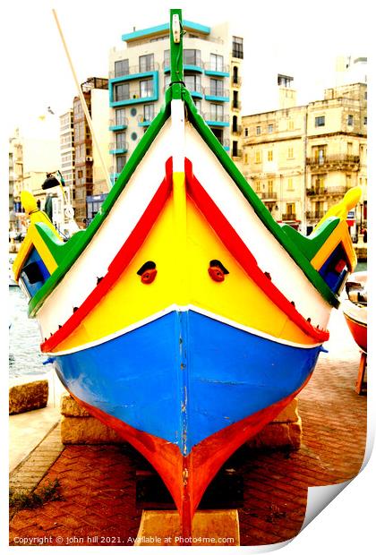 Maltese fishing boat. Print by john hill