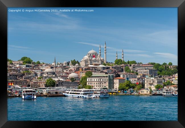 Eminonu waterfront on the Golden Horn, Istanbul Framed Print by Angus McComiskey