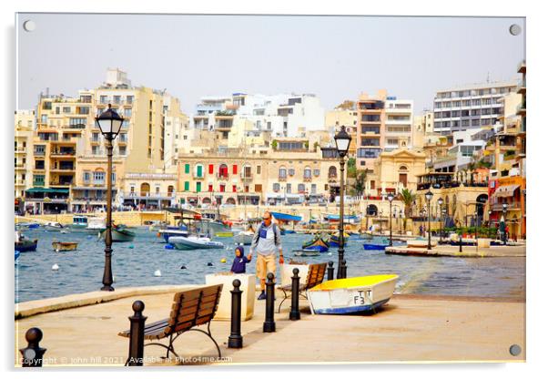 St.Julian's Bay at Malta. Acrylic by john hill