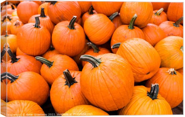 Piles Of Halloween Pumpkins In Tennessee Canvas Print by Peter Greenway