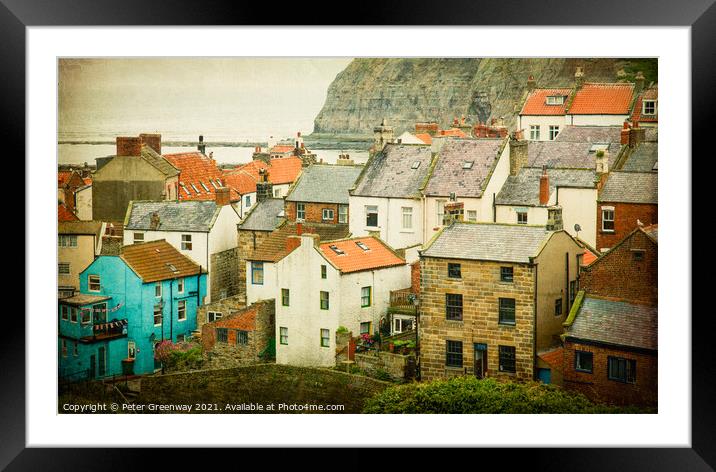 Beautiful Saithes Fishing Port Rooftops Framed Mounted Print by Peter Greenway