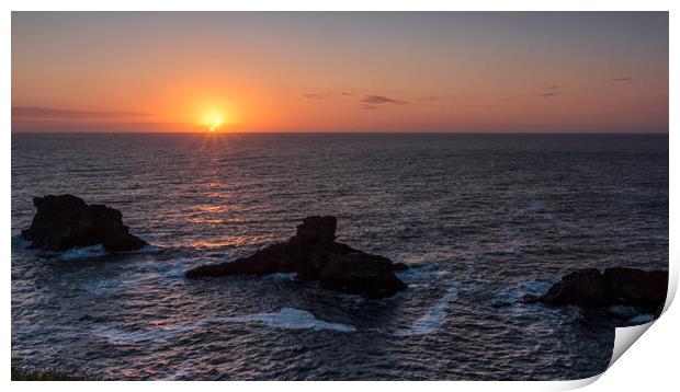 Golden Sunset over Tintagel Print by Wendy Williams CPAGB