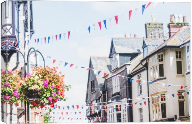 Seaside Bunting In Dartmouth, Devon Canvas Print by Peter Greenway