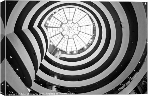 The Guggenheim Museum Atrium & Roof Canvas Print by Peter Greenway