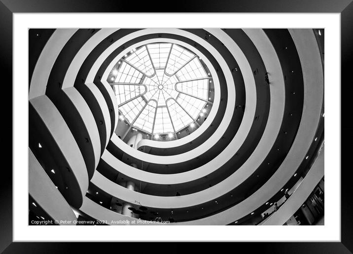 The Guggenheim Museum Atrium & Roof Framed Mounted Print by Peter Greenway