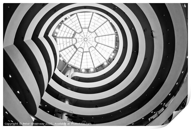 The Guggenheim Museum Atrium & Roof Print by Peter Greenway