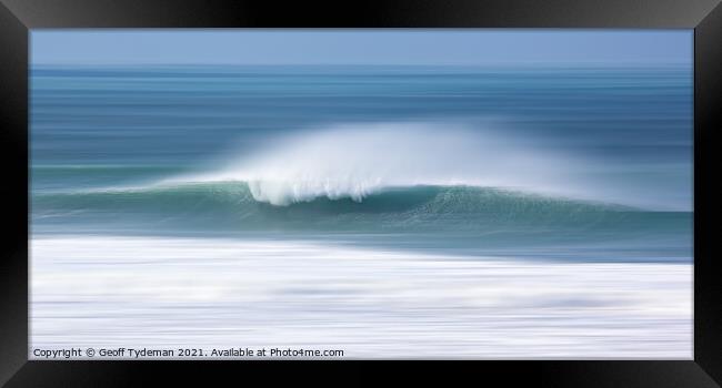 Breaking Wave at Fistral Beach Framed Print by Geoff Tydeman