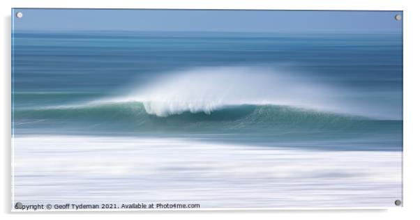 Breaking Wave at Fistral Beach Acrylic by Geoff Tydeman