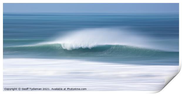 Breaking Wave at Fistral Beach Print by Geoff Tydeman