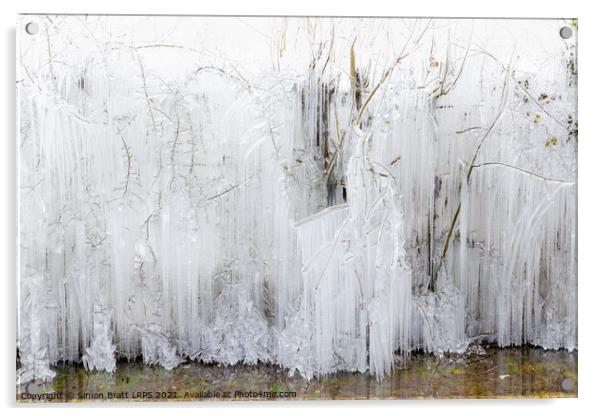 Frozen icicles covering large trees in Norfolk Acrylic by Simon Bratt LRPS
