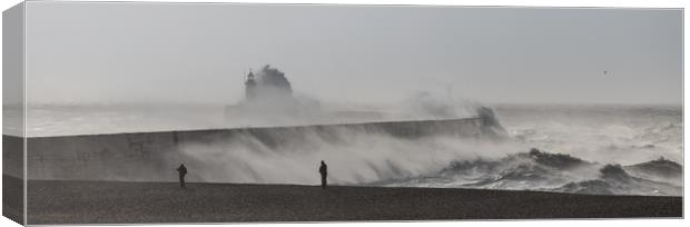 Winter storm hits Newhaven Lighthouse Canvas Print by Andy Dow