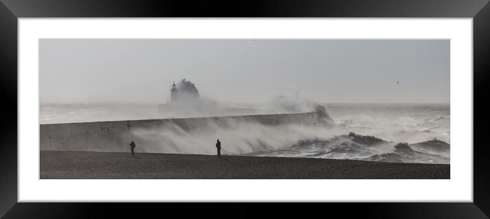 Winter storm hits Newhaven Lighthouse Framed Mounted Print by Andy Dow