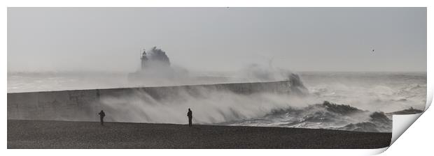 Winter storm hits Newhaven Lighthouse Print by Andy Dow