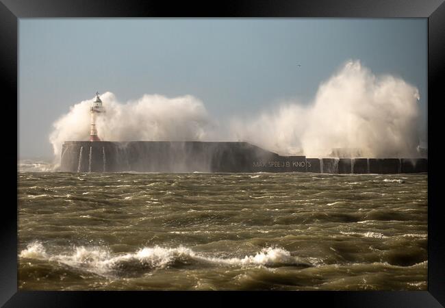 Waves breaking over Newhaven wall Framed Print by Andy Dow