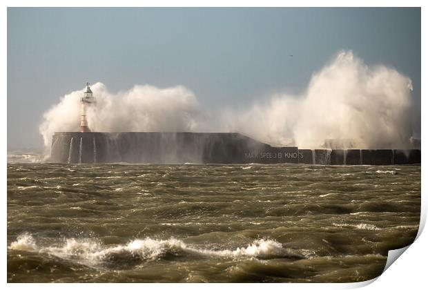 Waves breaking over Newhaven wall Print by Andy Dow