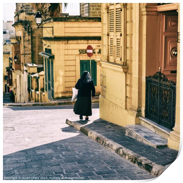 Nun standing by the door at the St. Theresa School Print by Travel and Pixels 