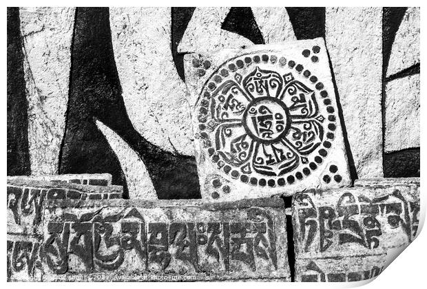 Buddhist Mani Wall Print by geoff shoults
