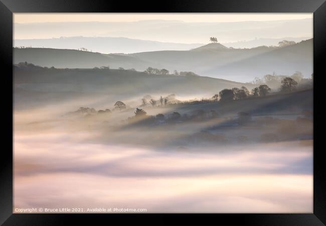 Marshwood Vale Fog Framed Print by Bruce Little