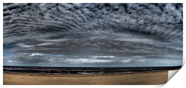 Hunstanton beach and sea panorama Print by mark humpage