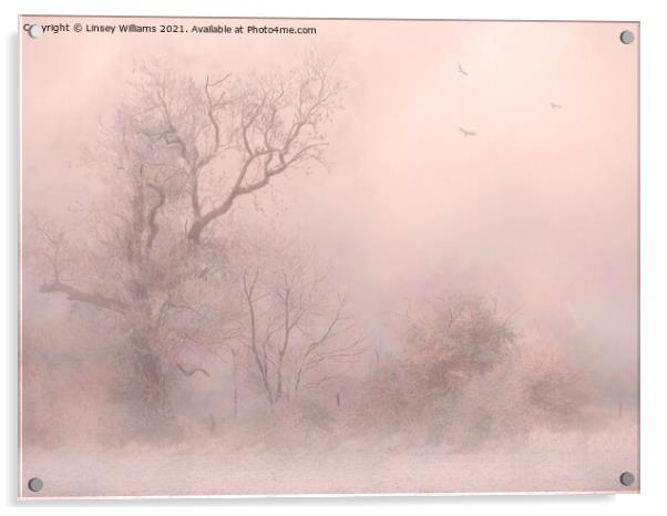 Trees in Frost and Fog Acrylic by Linsey Williams