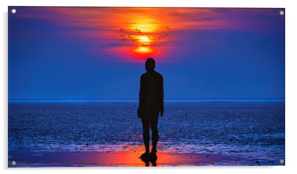 Iron man sunset Acrylic by Kevin Elias