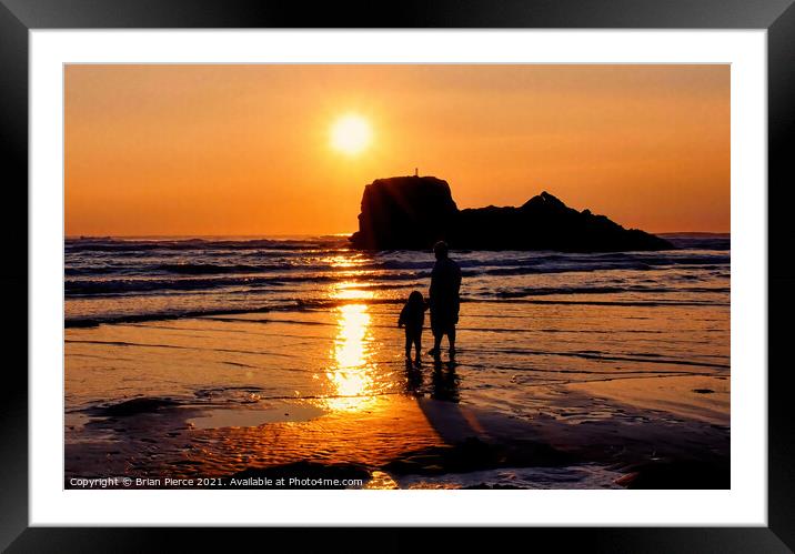 Sunset at Perranporth Framed Mounted Print by Brian Pierce