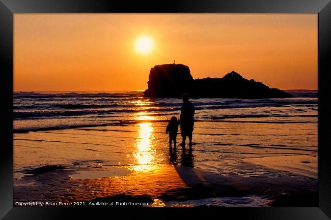 Sunset at Perranporth Framed Print by Brian Pierce