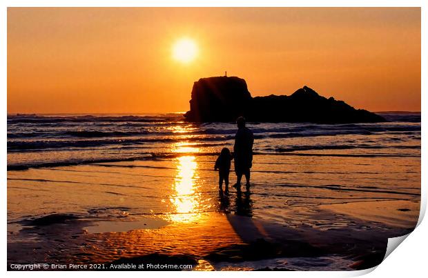 Sunset at Perranporth Print by Brian Pierce
