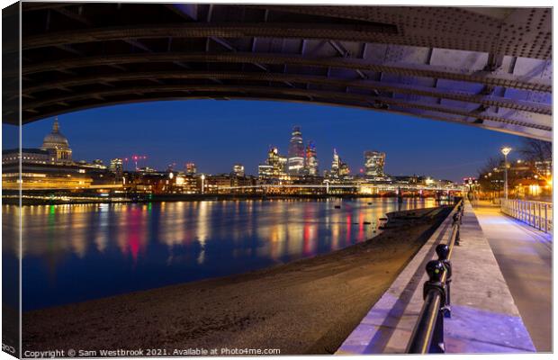 City of London Skyline by Night  Canvas Print by Sam Westbrook