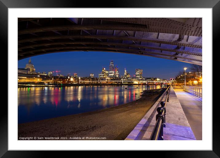 City of London Skyline by Night  Framed Mounted Print by Sam Westbrook
