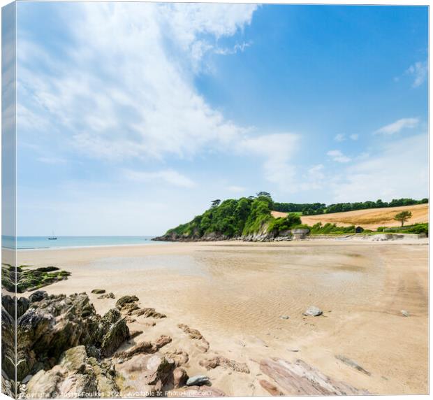 Mothecombe Beach, South Devon Canvas Print by Justin Foulkes
