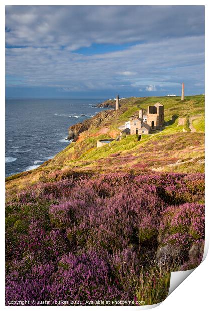 Levant Mine near St Just, Cornwall Print by Justin Foulkes