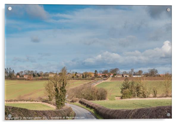 Ovington from Girlington Bank Acrylic by Richard Laidler