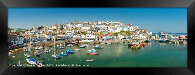 Panoramic view of Brixham, South Devon Framed Print by Justin Foulkes