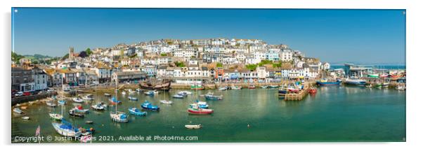 Panoramic view of Brixham, South Devon Acrylic by Justin Foulkes