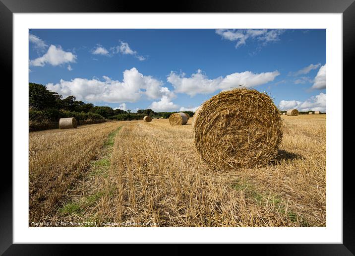 Harvest time hay Bales Framed Mounted Print by Jim Peters