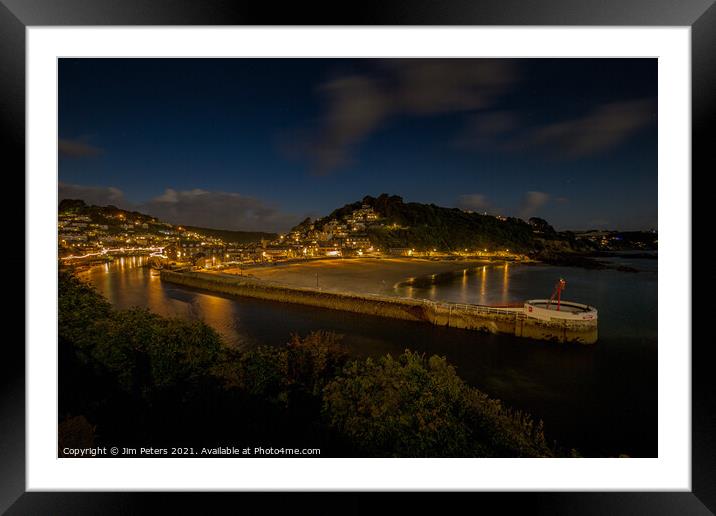 The Banjo pair and Looe beach at dusk Framed Mounted Print by Jim Peters