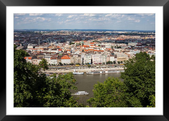 City Of Budapest Cityscape From Gellert Hill Framed Mounted Print by Artur Bogacki