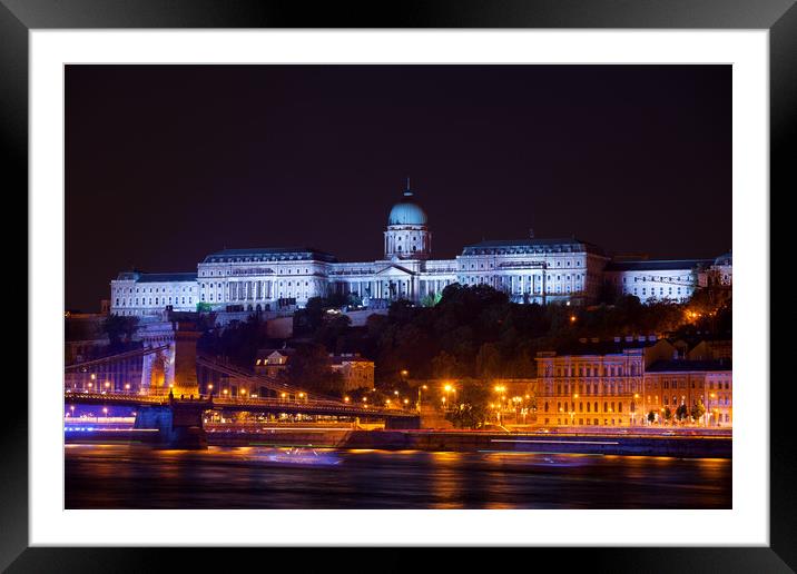 Buda Castle In Budapest Illuminated At Night Framed Mounted Print by Artur Bogacki