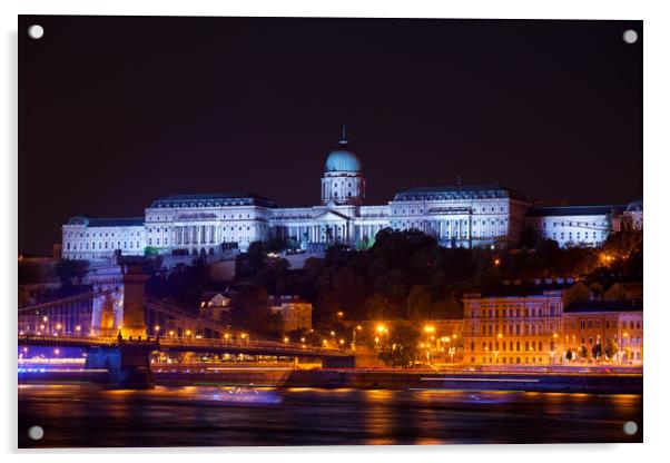 Buda Castle In Budapest Illuminated At Night Acrylic by Artur Bogacki