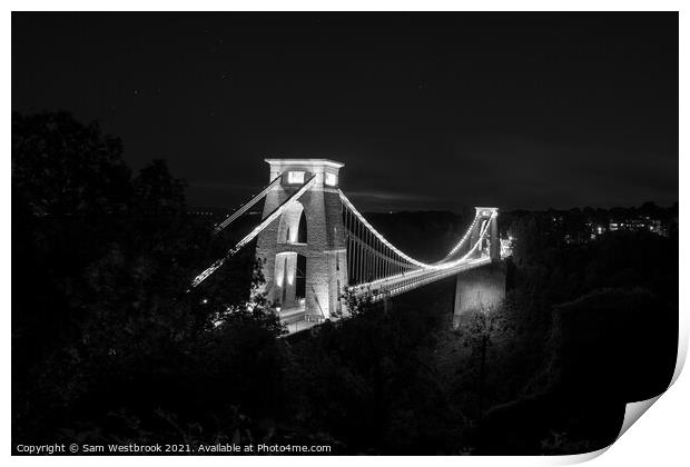 Clifton Suspension Bridge, Bristol  Print by Sam Westbrook