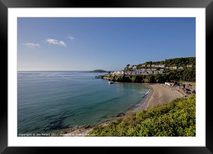 Looe Beach in the bright morning sunshine Framed Mounted Print by Jim Peters